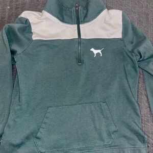 Victoria's Secret PINK Green and White Pullover